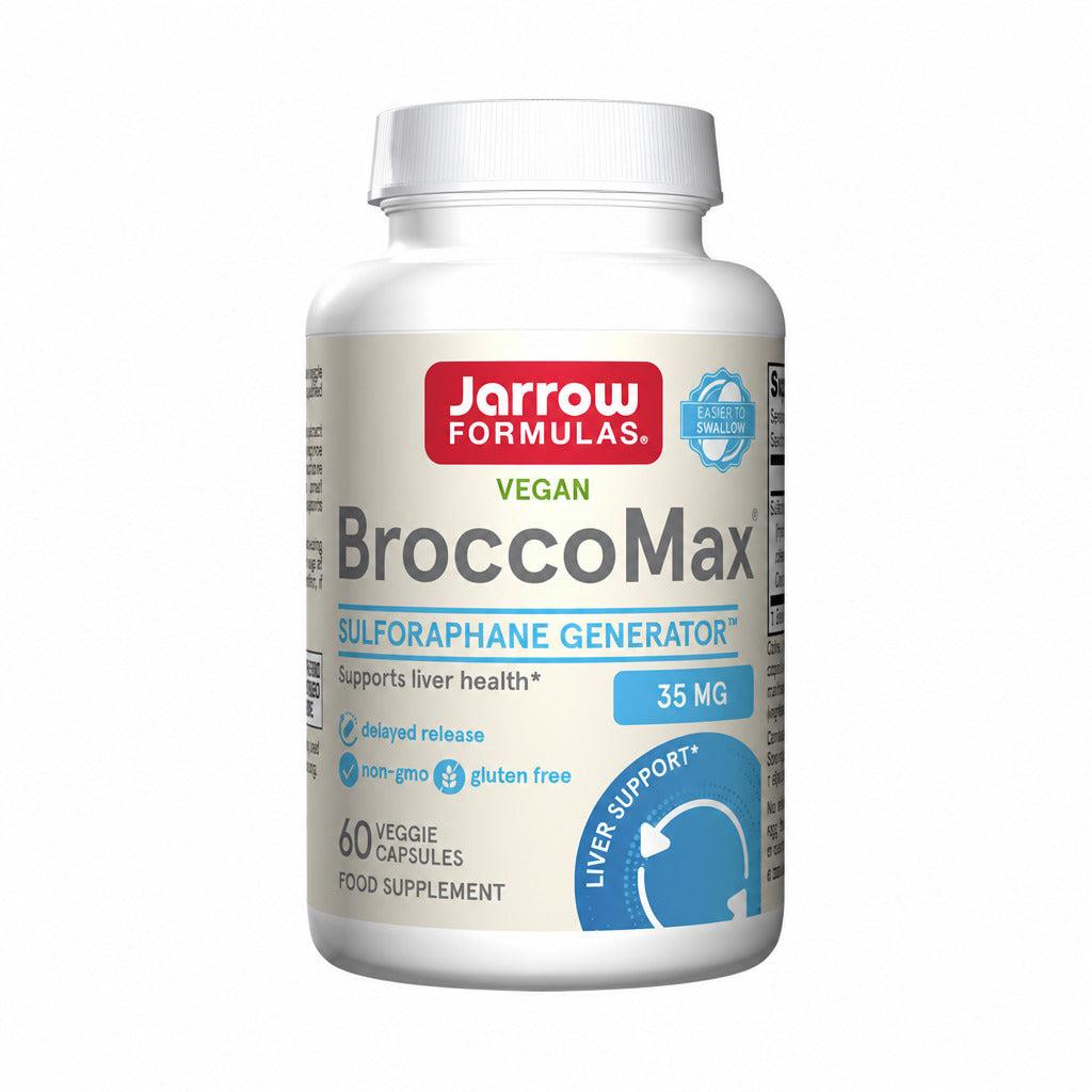 A bottle of Jarrow Formulas BroccoMax delayed release capsules.