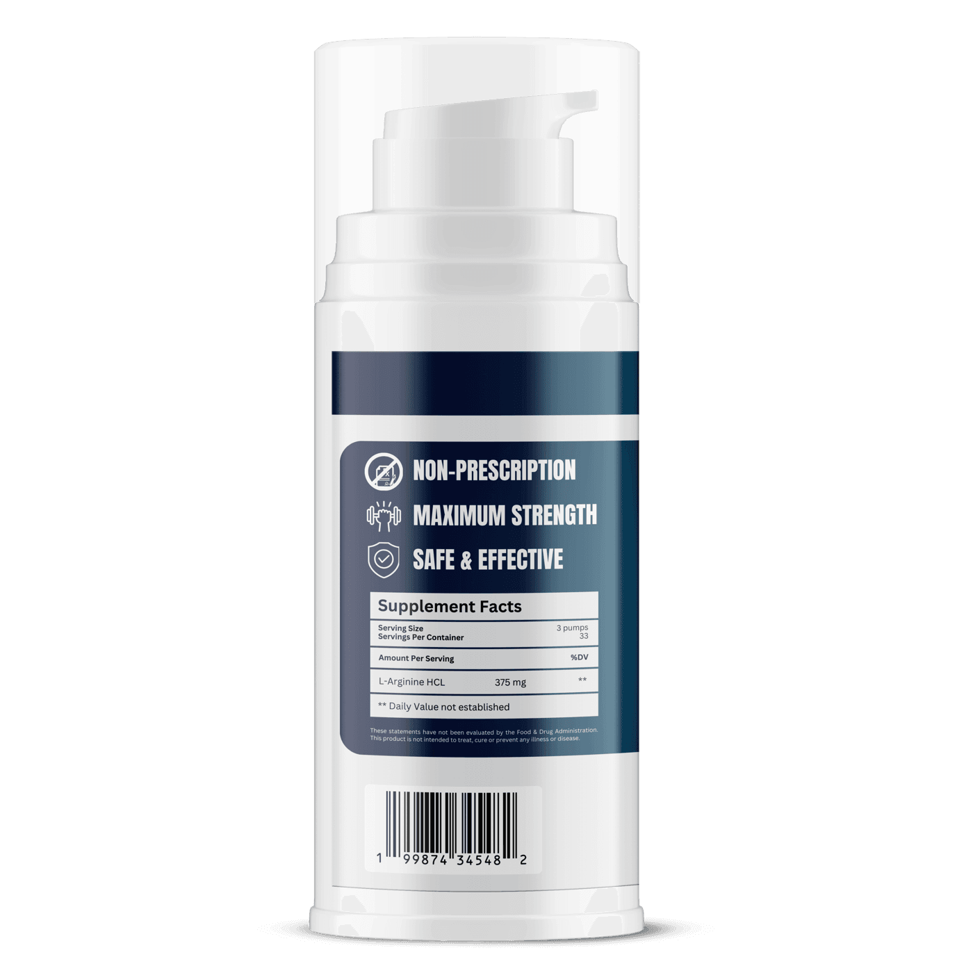 Left side of the L-Arginine Topical Gel pump bottle.